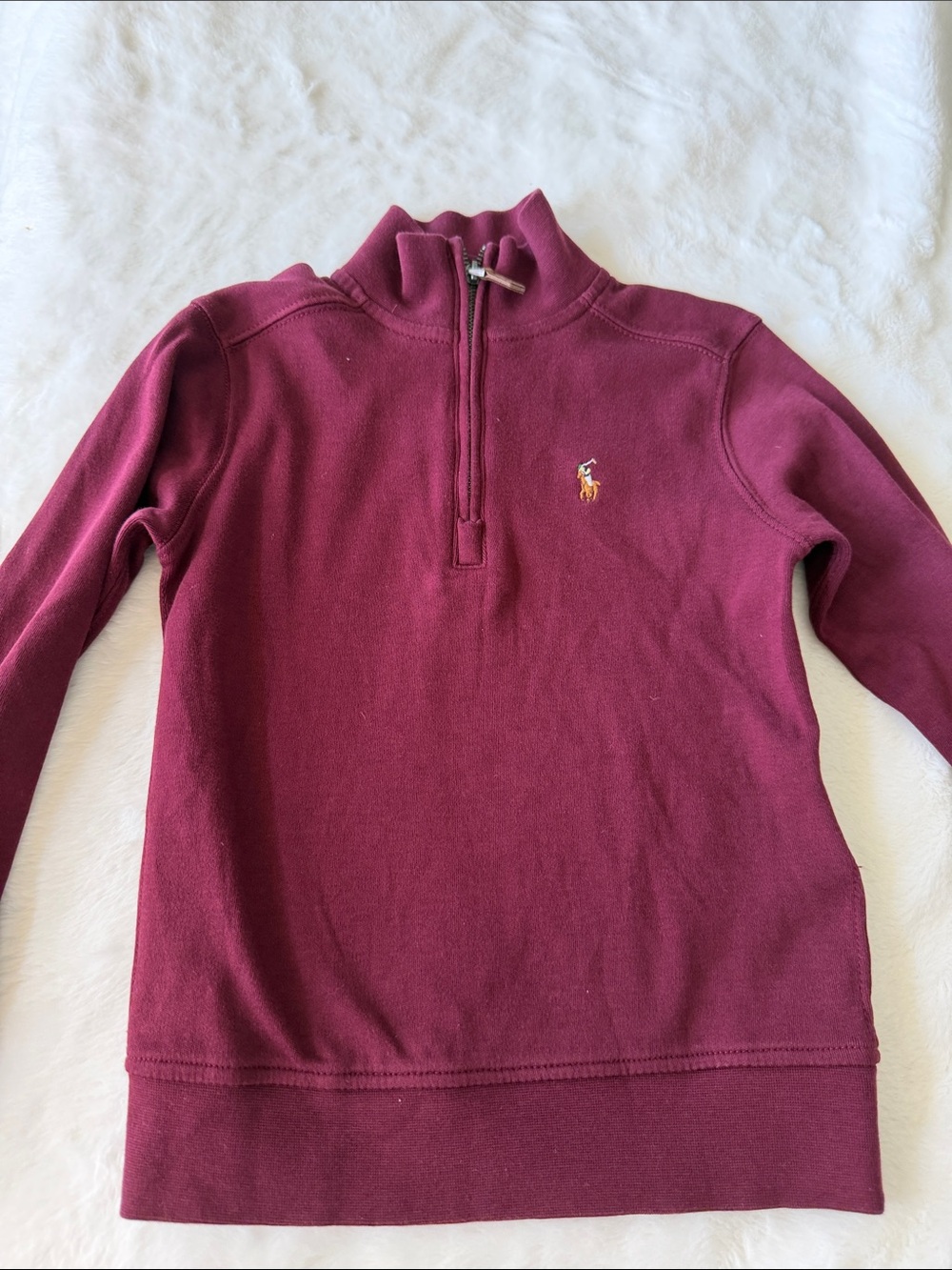Ralph Lauren Boys Burgundy Half-Zip Mock Neck Sweater